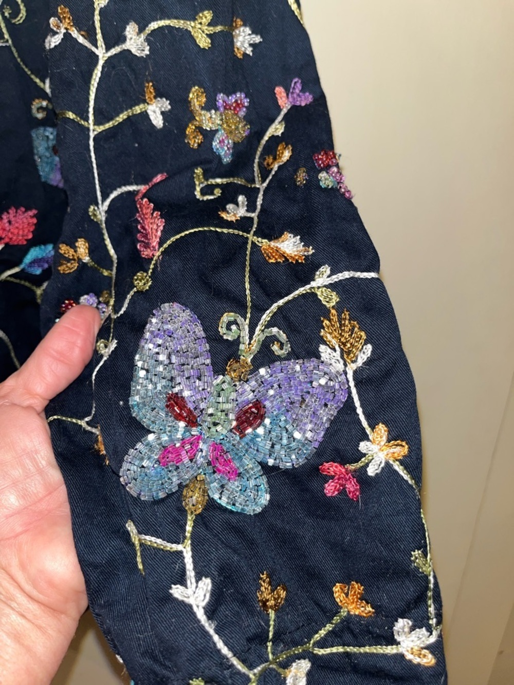 Quacker Favtory Embroidered / Embellished Black Floral Button-Up Jacket - Picture 7 of 14